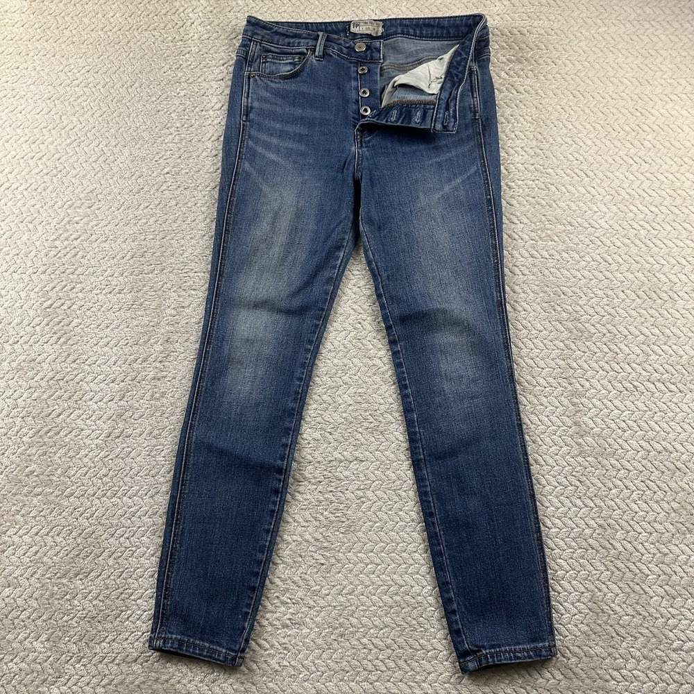 Free People Skinny Jeans Button Fly Women's 28x27 Stretch Casual modern Denim